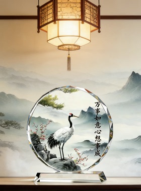 松鹤延年摆件家居电视柜摆放国风吉祥物老人大寿贺礼工艺陈设摆件