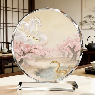 新中式龙马衔春摆件茶台博古架造景宏图大展生机勃勃创意国风工艺