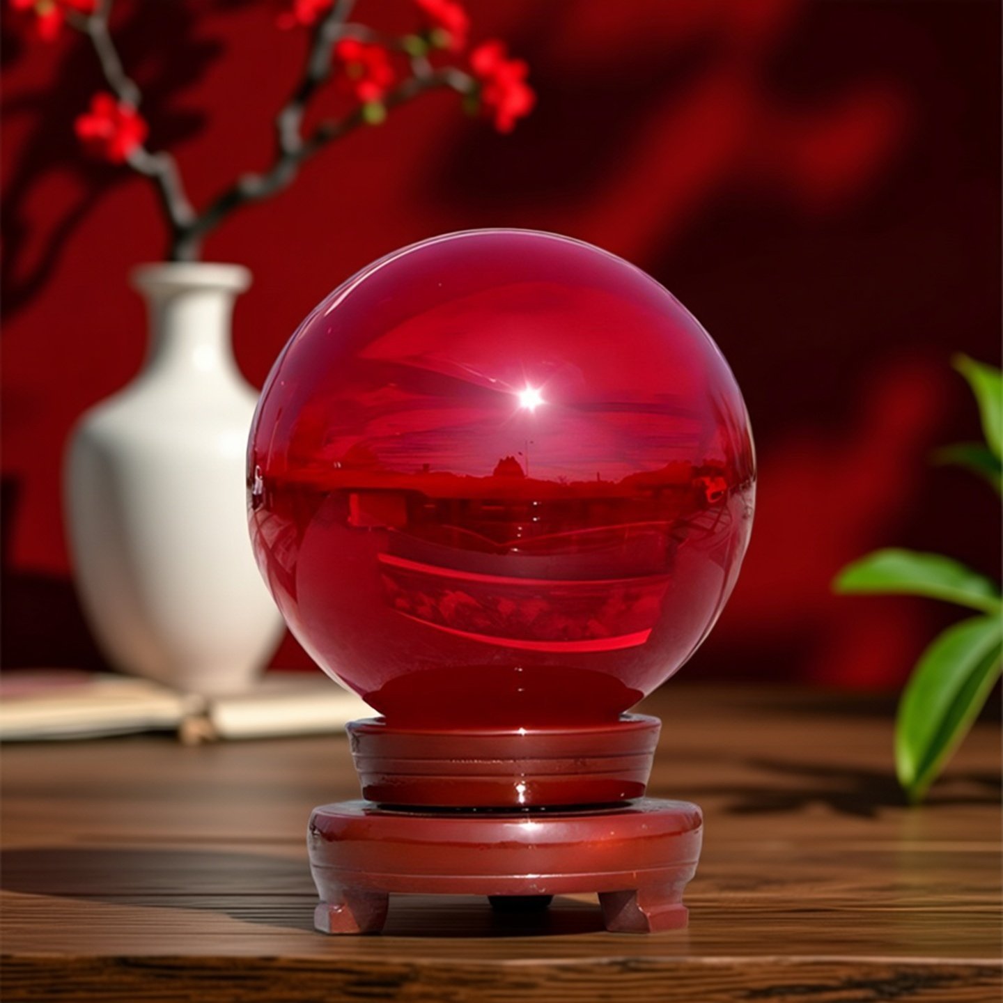红色水晶球桌面摆件客厅简约现代人造水晶祝福家居装饰品办公桌,家居饰品,装饰摆件,淘宝优惠券,粉丝福利购,淘宝优惠卷
