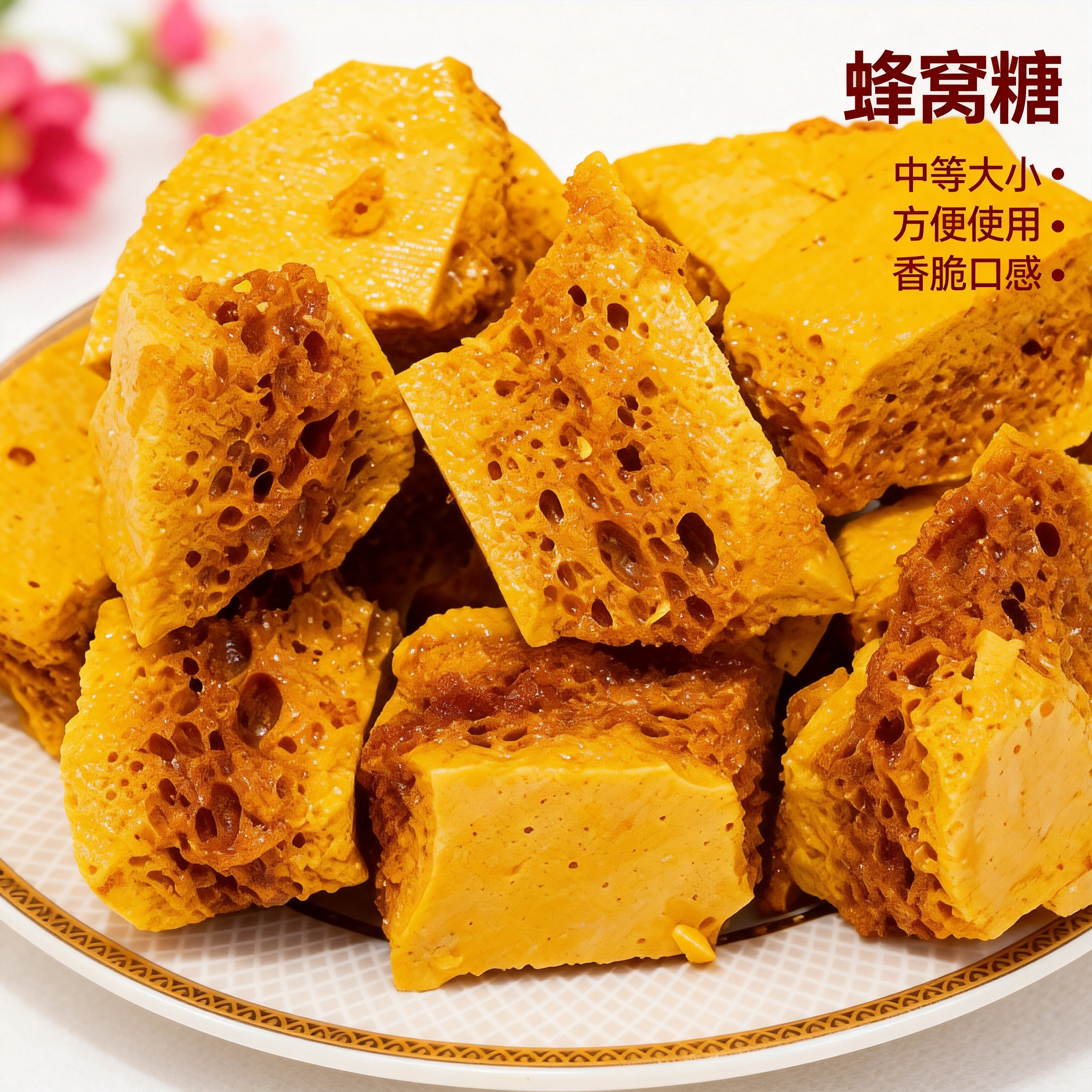 蜂窝糖块麦芽糖奶茶奶盖拿铁调味咖啡手工制作烘焙蜂窝糖蜂巢酥糖