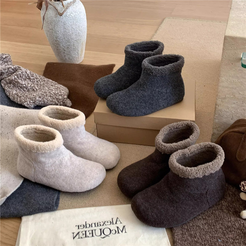 加绒保暖内增高毛毛短靴子女