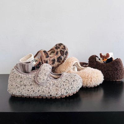 2025冬季厚底内增高面包鞋玛丽珍加绒保暖毛毛鞋外穿防滑勃肯鞋女