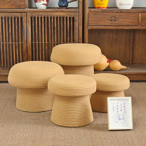 棉线绳蘑菇凳子矮凳坐凳艺术凳子换鞋凳搁脚凳圆凳宝宝凳儿童凳