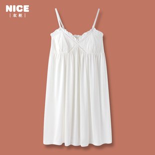 吊带睡裙女纯棉夏季 纯欲风V领性感甜美睡衣带胸垫夏天 2025年新款