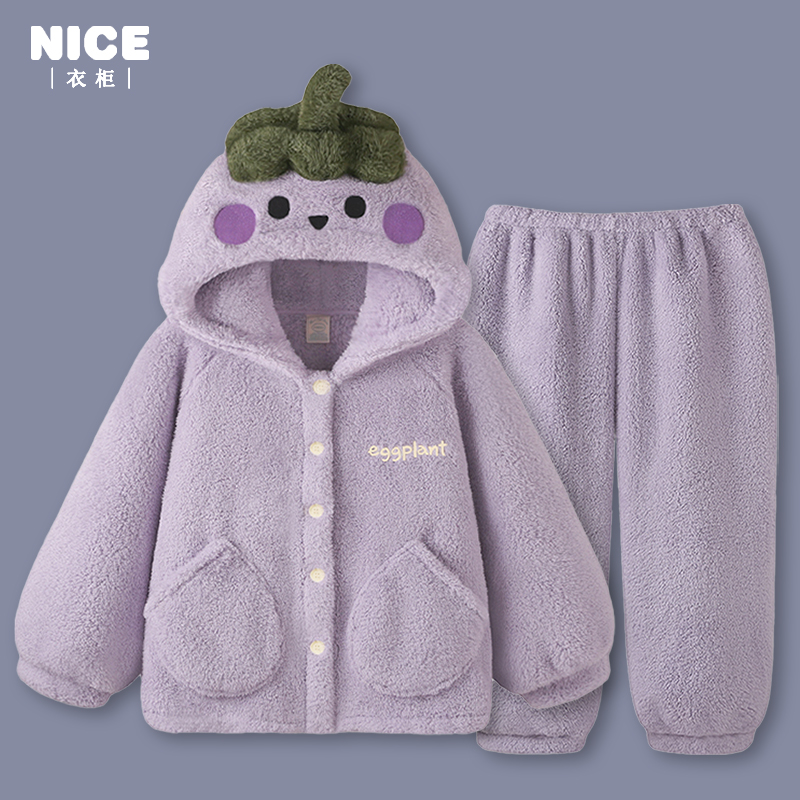 珊瑚绒睡衣女冬季加厚加绒