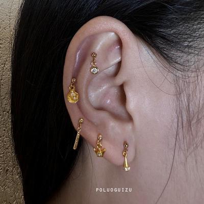 一周不重样原创古法金s925银美国14k注金小耳钉合集日常叠戴神器