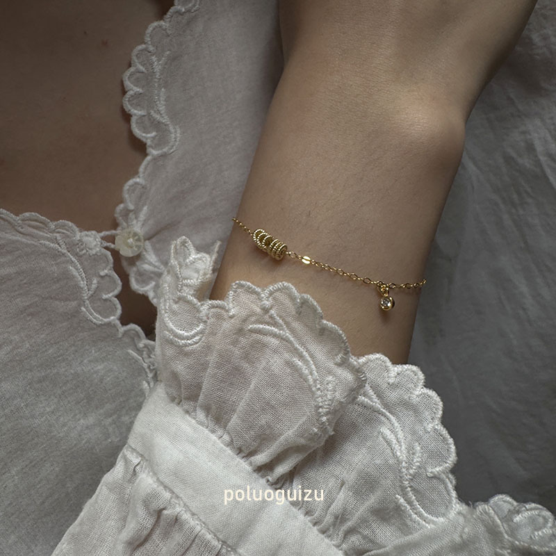 《轮回》原创小众通体美国14k包金锆石手链日常精致叠戴不掉色