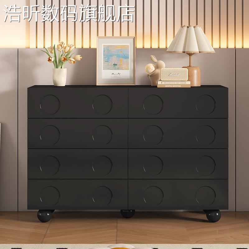 浩昕黑色五斗 柜 客厅抽屉式储物 柜 靠墙置物 柜 六八斗 柜 收纳 柜 卧室床尾 柜