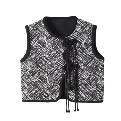 流苏东方上衣水墨新中式马甲2024新款春秋季女童潮酷盘扣国潮古风