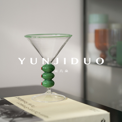 云几朵 橄榄高脚耐热玻璃杯马提尼酒杯手工礼物甜品杯冰淇淋杯子
