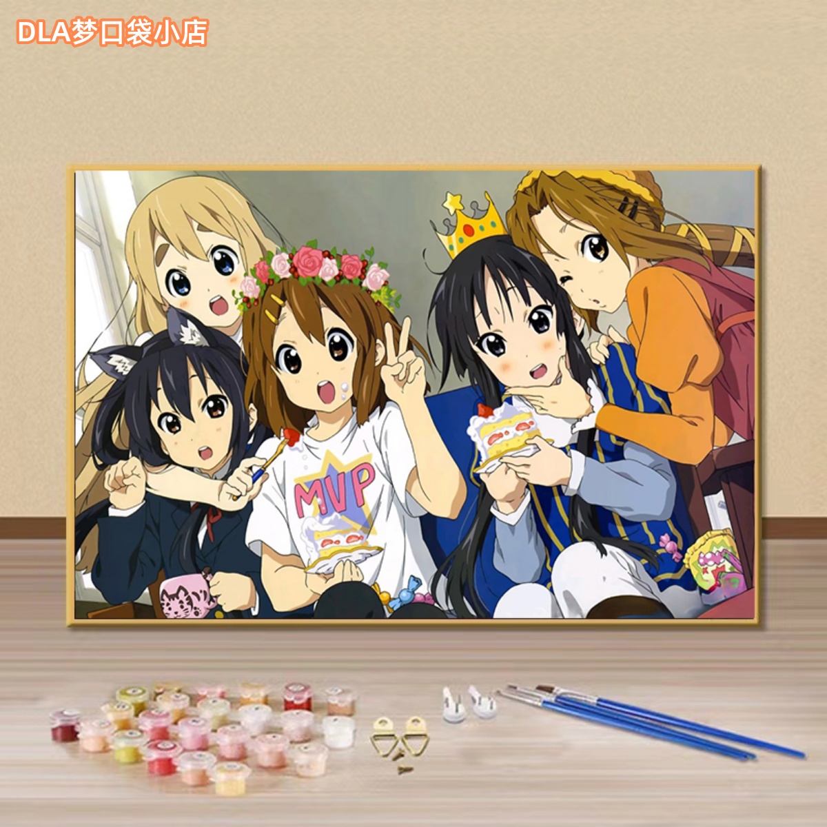 轻音少女全家福手绘填色画画礼物