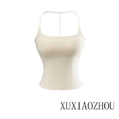 基础款带胸垫吊带背心女夏季外穿内搭纯色修身性感打底紧身上衣
