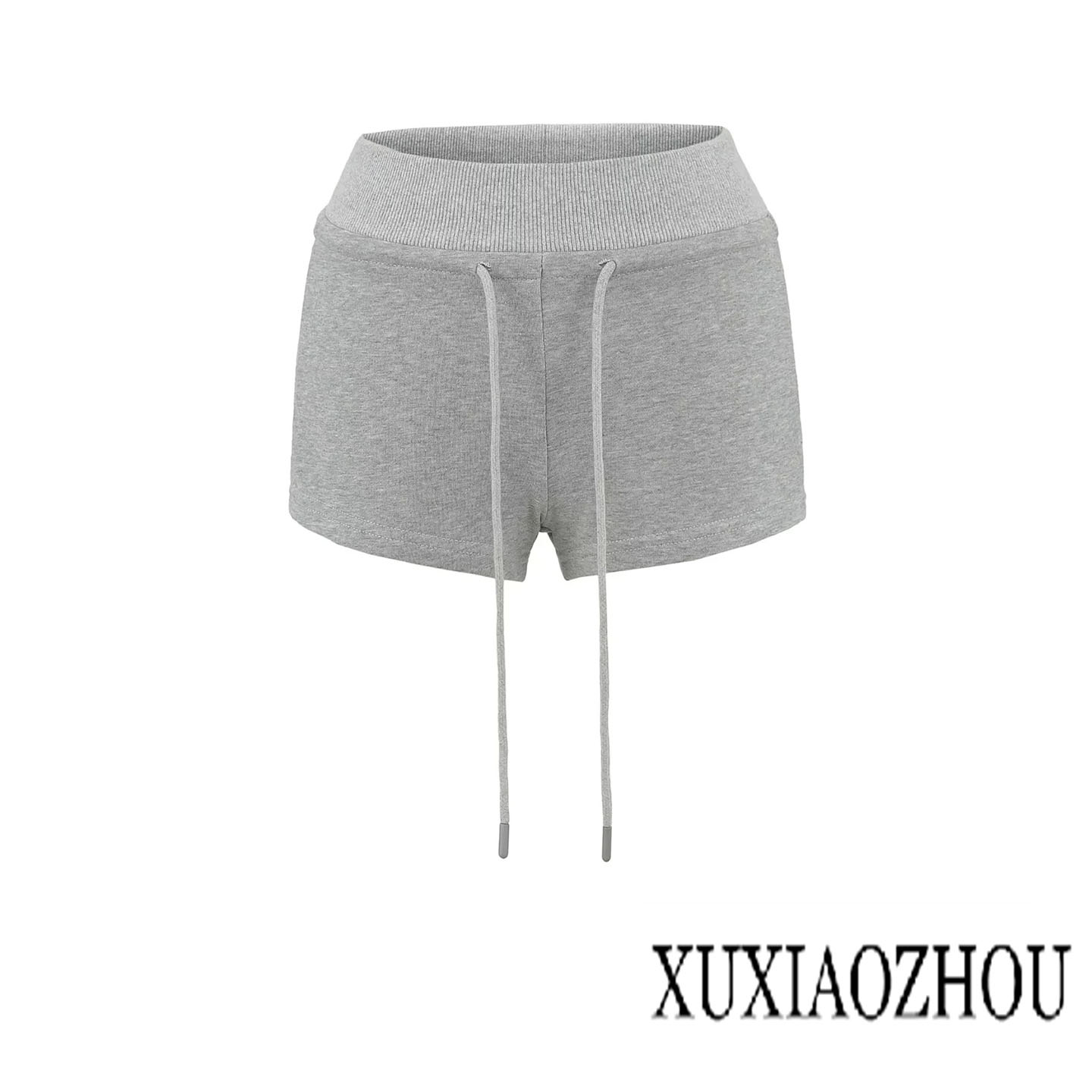 灰色运动短裤女2025夏季新款包臀小个子显瘦休闲健身辣妹抽绳热裤