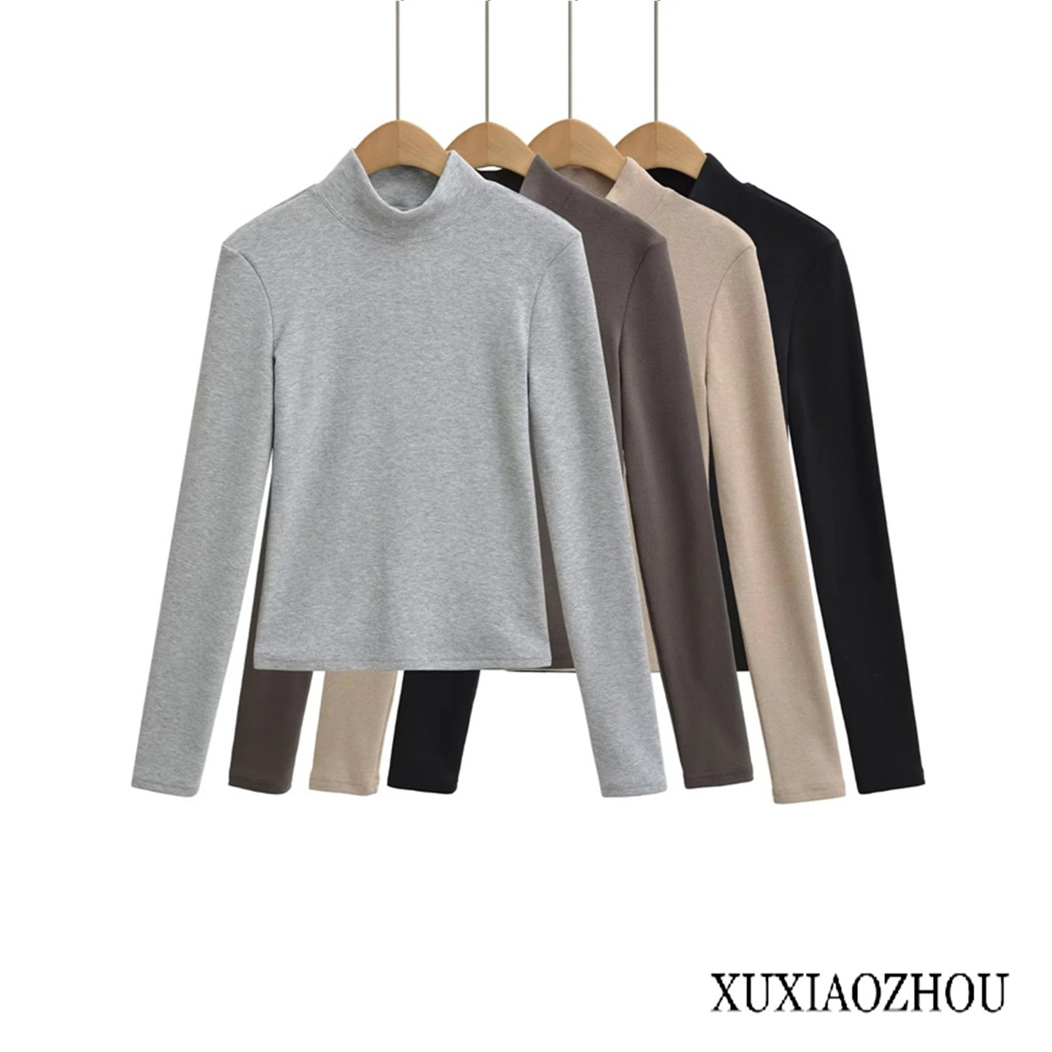 双面绒打底衫女内搭2025秋冬新款半高领基础款弹力显瘦长袖恤上衣