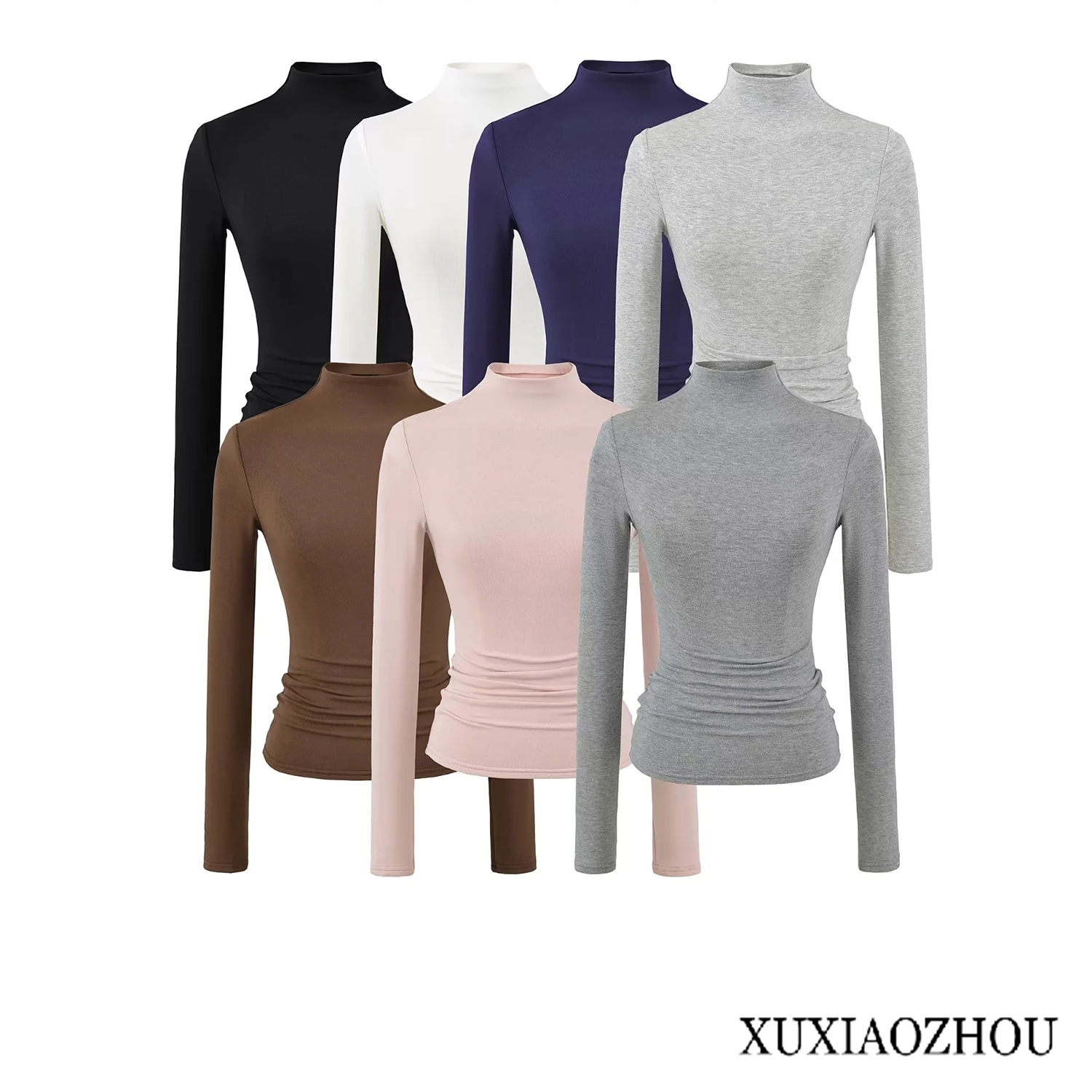 气质高级感仿羊绒长袖打底衫女秋冬季内搭弹力紧身薄绒套头上衣