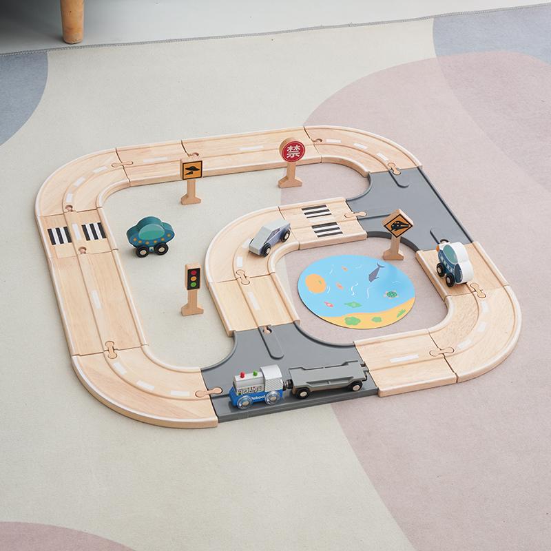 宽公路儿童木制轨道玩具车