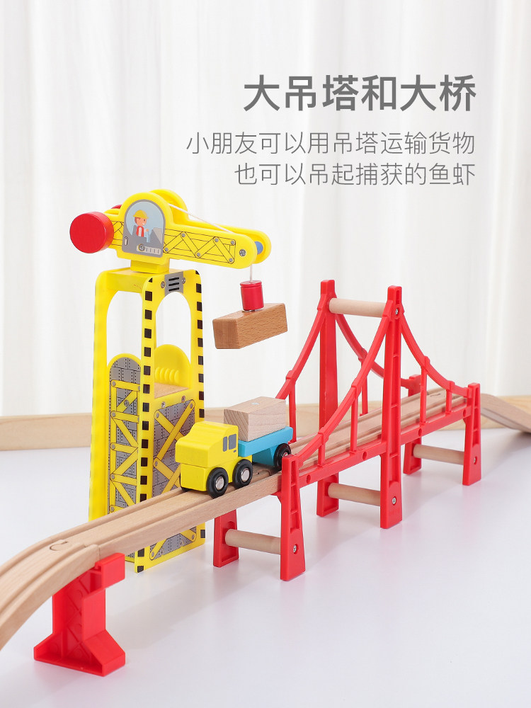 WOODEN TRACK SIMULATION CHILDRENS TRACK CAR TABLE CRANE SMALL TRAIN INERTIA CAR BRIO TRAIN TRACK TOY