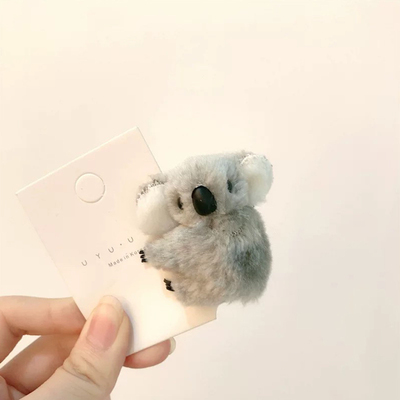 可爱毛绒小考拉发夹女网红同款夹子头饰碎发刘海夹小号抓夹侧边夹