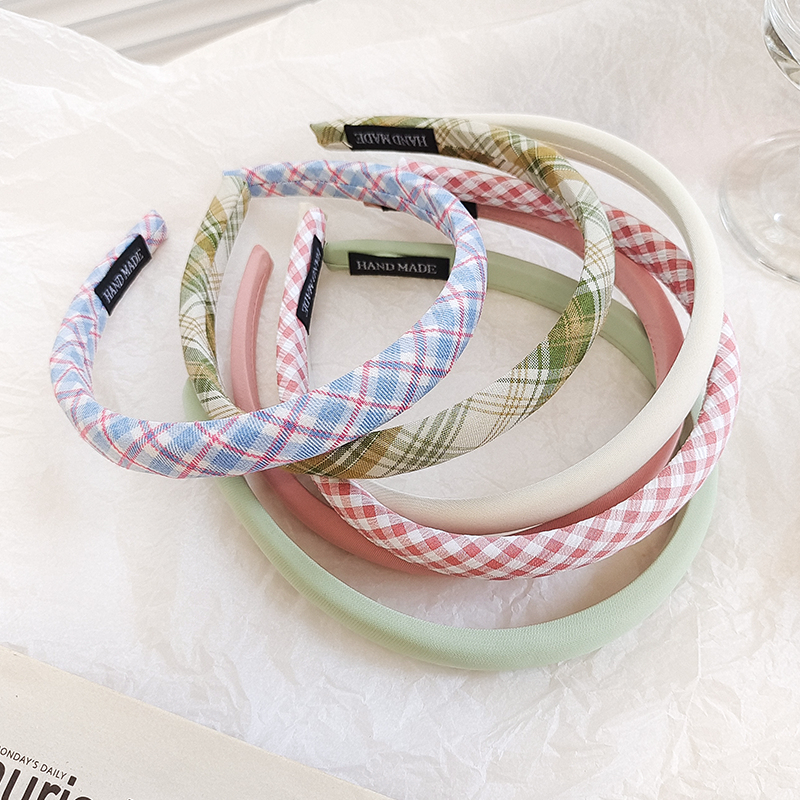 【新人专区】HIENORKAR/赫诺卡格纹纯色甜美发箍女压发头箍发饰