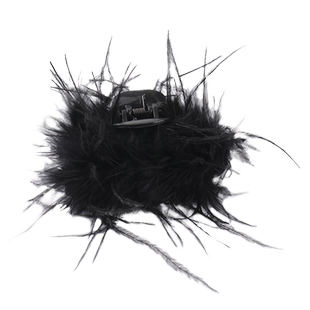 黑色羽毛抓夹高级感秋冬发夹女后脑勺鸵鸟毛毛绒大号鲨鱼夹子头饰