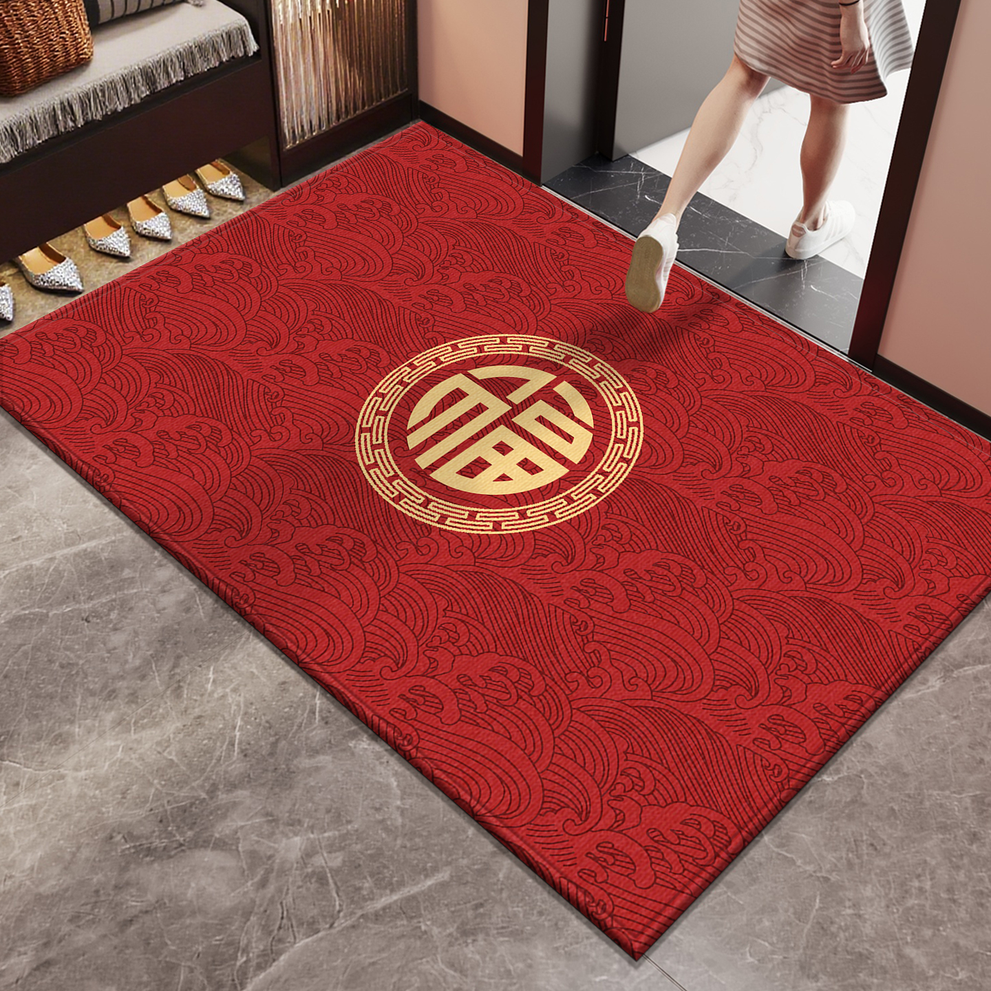 新年红色地毯入户门地垫防滑垫