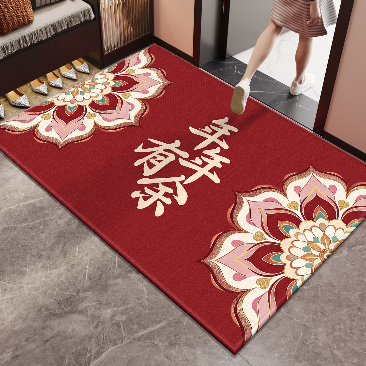 入户门地垫喜庆玄关耐脏防滑脚垫