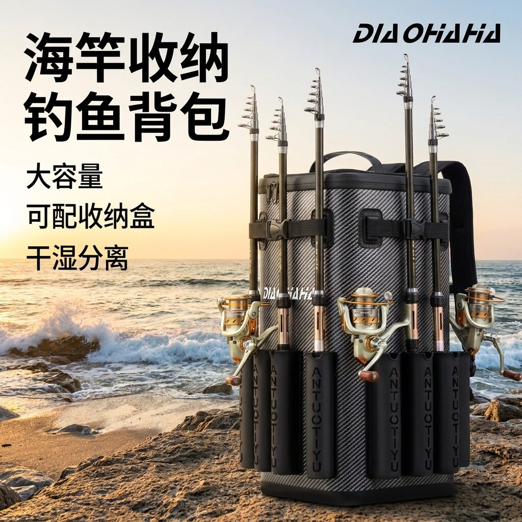 新款钓鱼桶大容量活鱼桶海钓桶一体成型便携装鱼桶双肩背钓椅包