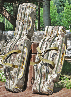 钓哈哈加厚鱼竿包多功能渔具包大容量海杆包双肩背钓鱼背包大肚包