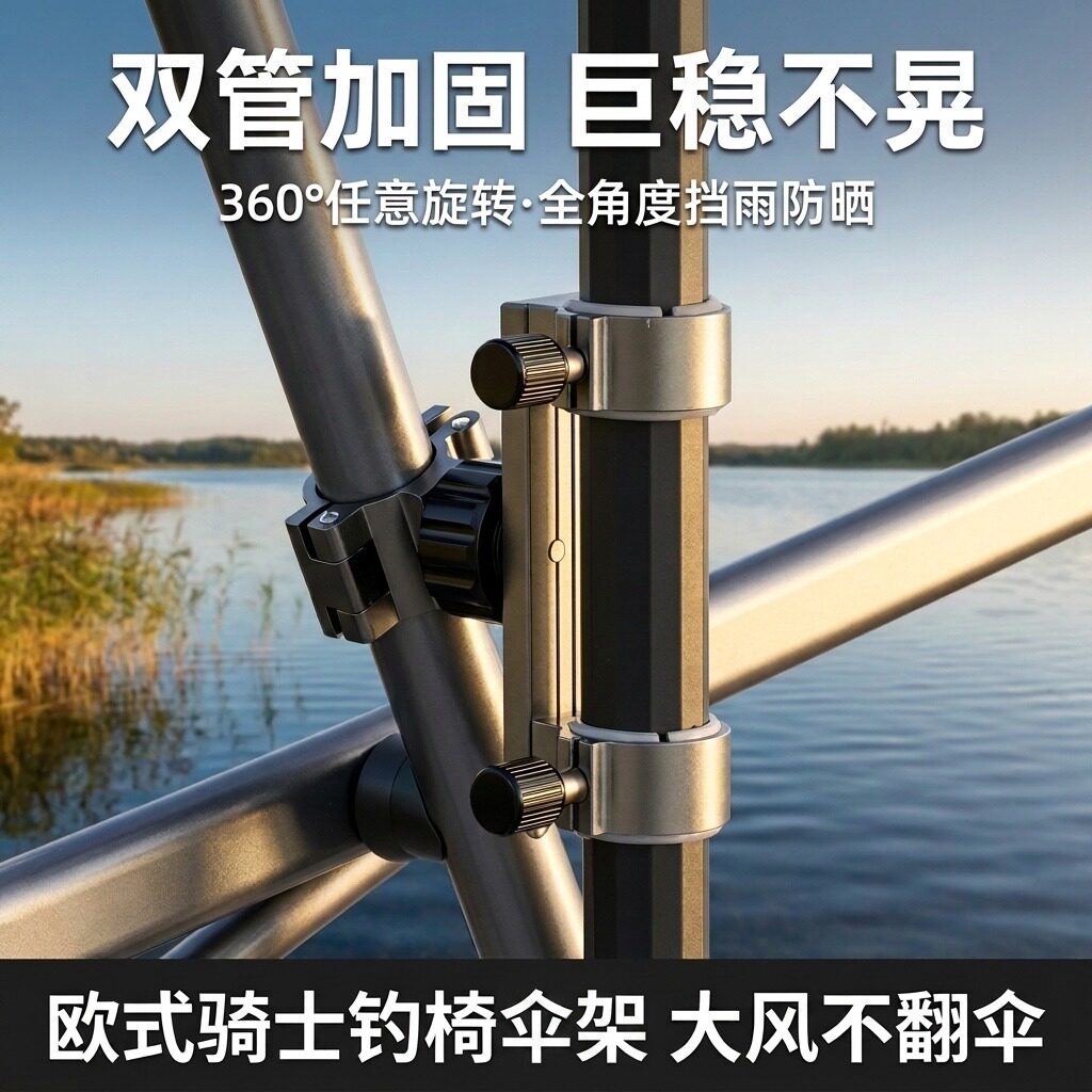 万向欧式钓椅伞架固定器钓椅配件钓伞支架多功能连接器钓鱼配件