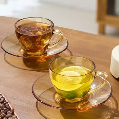 茶色玻璃杯燕麦早餐杯子家用带把水杯琥珀色耐热咖啡杯女牛奶杯