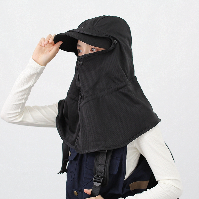 双帽檐可拆卸全面防晒帽骑车不翻