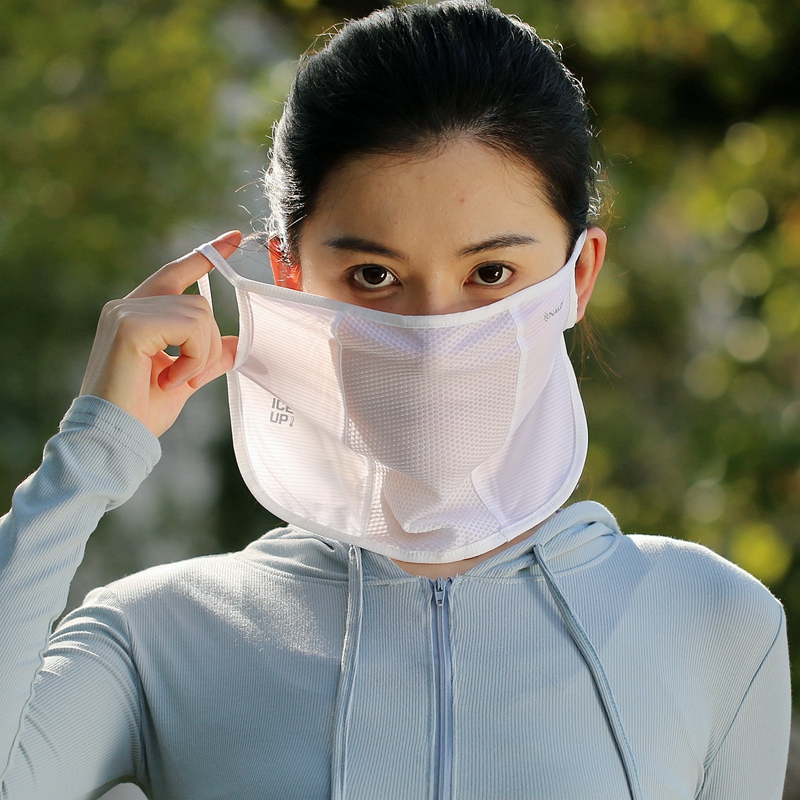 轻薄网纱防晒一片式面罩户外运动