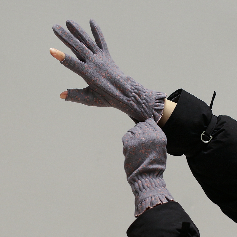 女棉感薄露二指手套甜美显瘦淑女