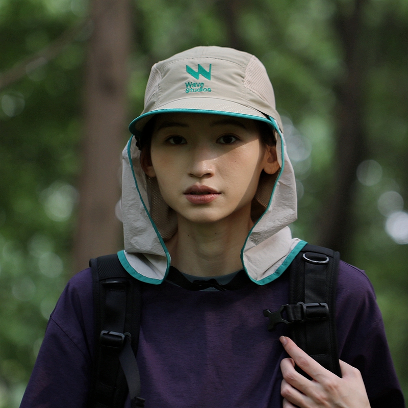 户外钓鱼面罩帽子护颈一体透气鸭舌帽夏季徒步全面防晒骑车吹不翻