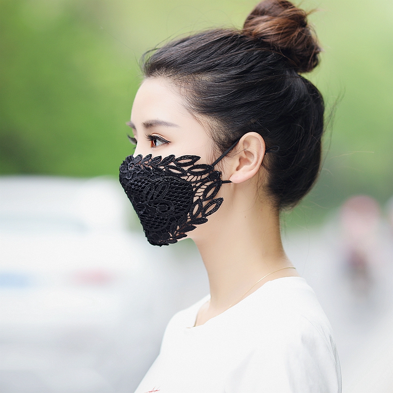 女款时尚纯蕾丝颜值口罩面罩小脸