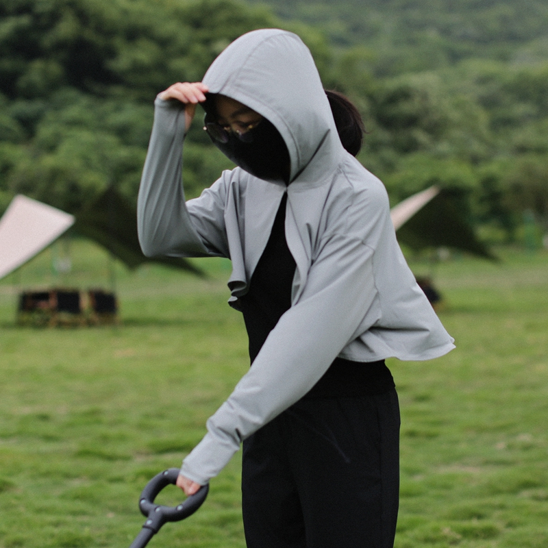 夏季开车防紫外线冰丝防晒披肩长袖带帽骑电动车遮阳装备露马尾女
