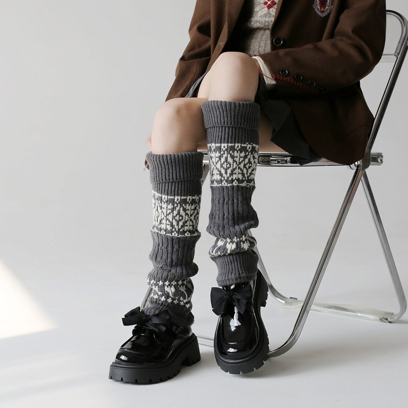 复古费尔岛风针织腿套JK堆堆袜显瘦小腿袜日系袜套 ins保暖脚套女,女士内衣/男士内衣/家居服,中筒袜,淘宝优惠券,粉丝福利购,淘宝优惠卷