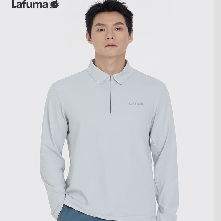 LAFUMA乐飞叶户外春夏吸湿速干长袖T恤男运动防晒休闲POLO衫上衣