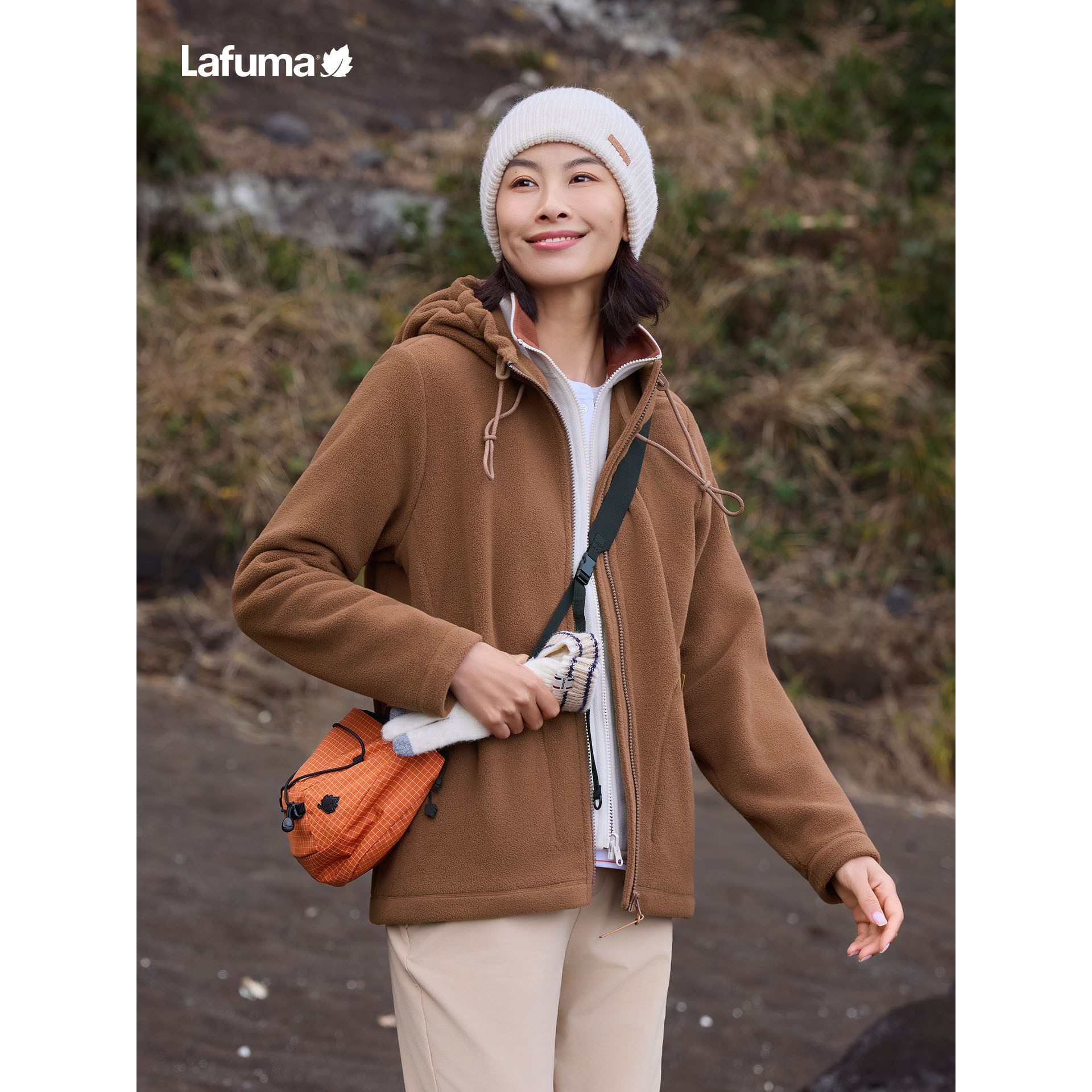 LAFUMA户外保暖连帽抓绒衣
