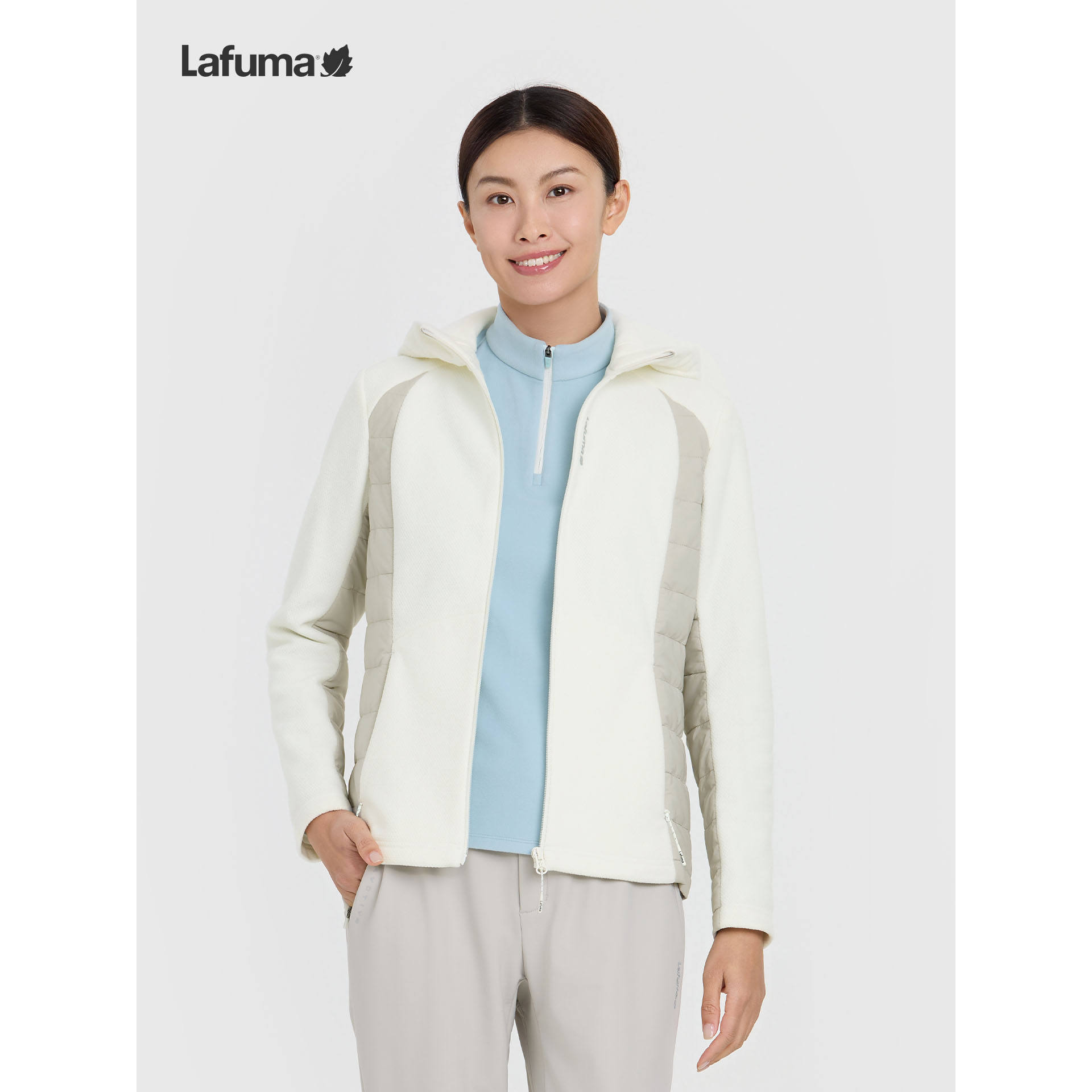 Lafuma户外女连帽保暖抓绒外套