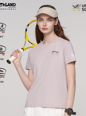 诺诗兰春夏女T恤户外运动防晒凉感速干短t亲肤透气短袖NTSEH2324E