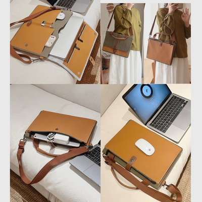 牛皮纸大容量单肩手提电脑包