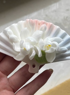 陶瓷摆件新中式手工捏花茉莉牡丹德化创意手作香薰造型家居摆件