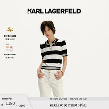 黑白条纹针织套头衫 新款 老佛爷 LAGERFELD卡尔拉格斐2024夏季 KARL