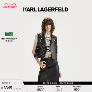 LAGERFELD卡尔拉格斐2023春夏黑色翻领马甲老佛爷2236L1547 KARL