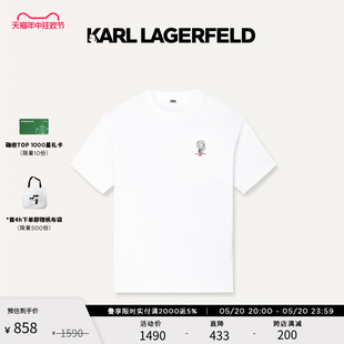 T恤男老佛爷 KL钉珠刺绣短袖 LAGERFELD卡尔拉格斐2024夏新款 KARL