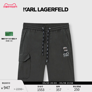 夏季 休闲抽绳运动黑色裤 LAGERFELD卡尔拉格斐短裤 KARL 子男老佛爷