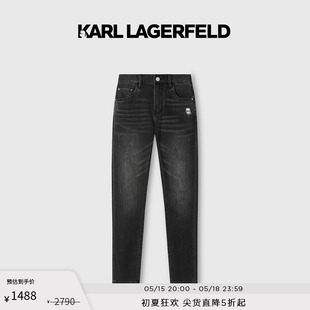 男士 黑灰色休闲牛仔长裤 LAGERFELD卡尔拉格斐春夏新款 KARL 老佛爷