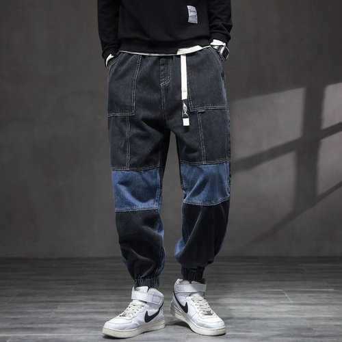 Осенние прямые свободные джинсы, мужские штаны, повседневные брюки, свободный прямой крой