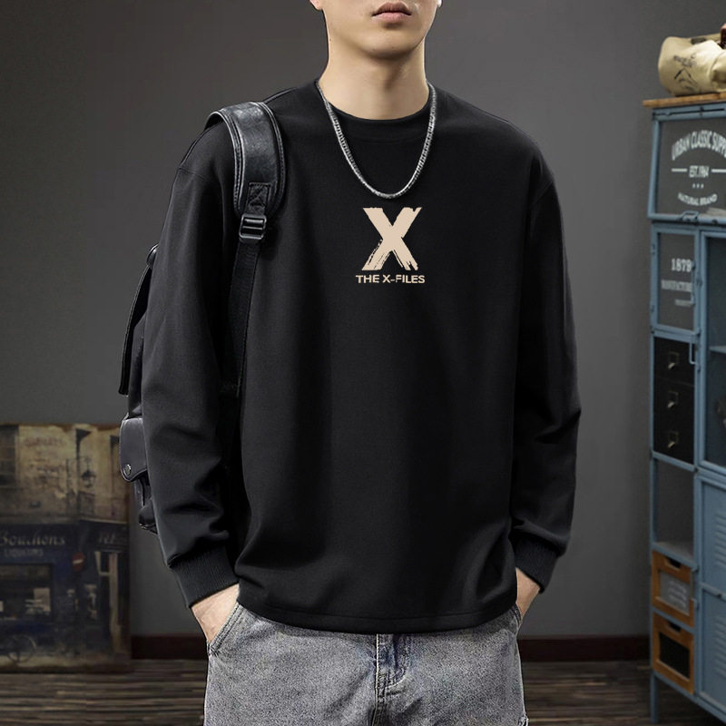 黑色德绒打底衫男款秋冬加绒秋衣内搭衣服男生圆领长袖t恤秋季